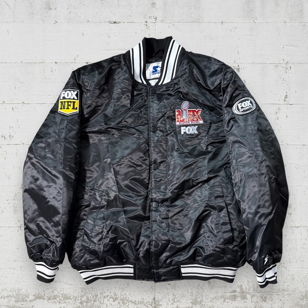 Starter Mens Varsity Jacket Black‎ Size XL Super Bowl New Orleans NFL FOX Sports